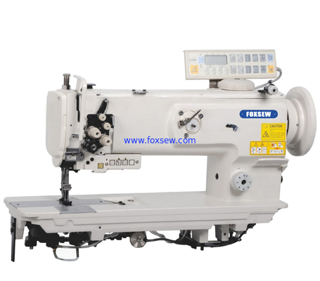 Double Needle Compound Feed Walking Foot Heavy Duty Lockstitch Sewing Machine with Automatic Thread Trimmer