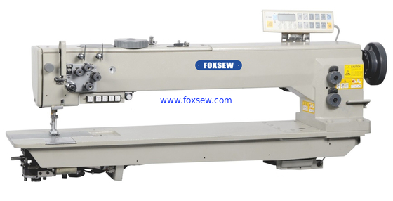 Long Arm Double Needle Heavy Duty Compound Feed Lockstitch Sewing Machine with Automatic Thread Trimmer